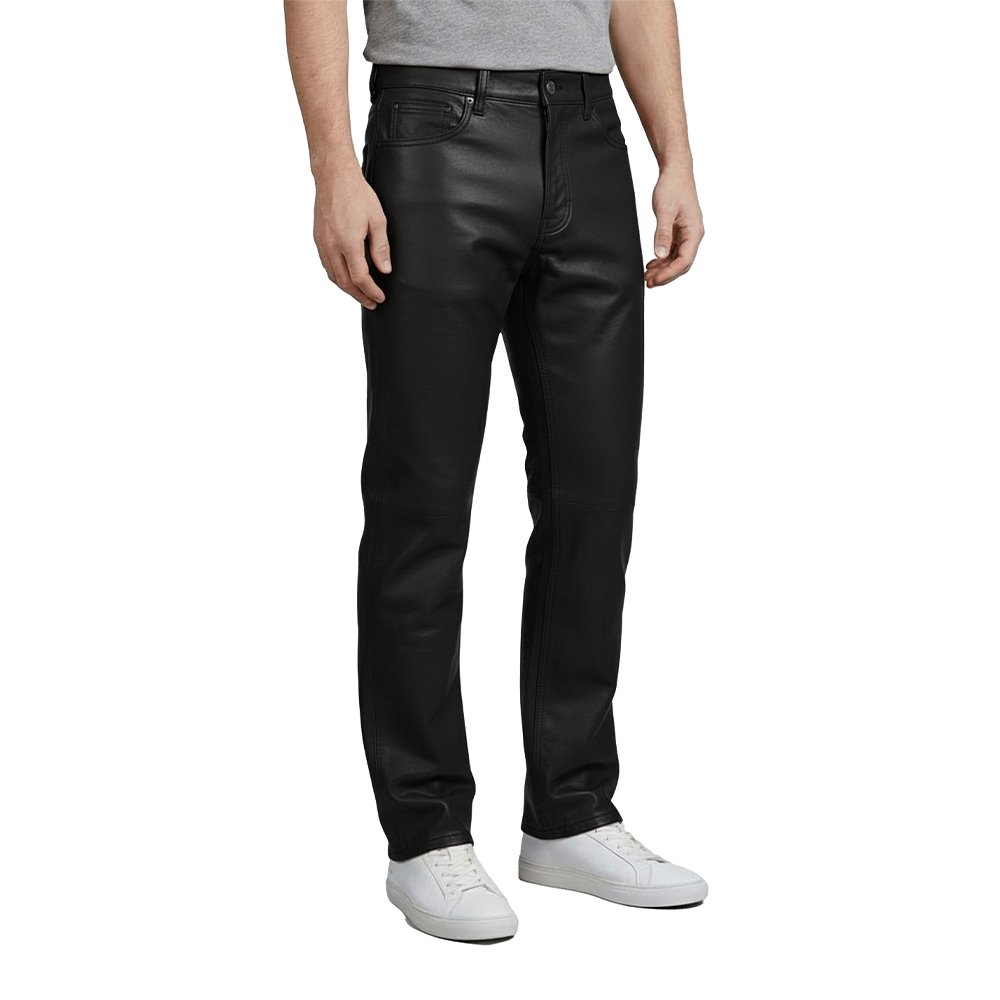 Black Leather Jeans Style Pants