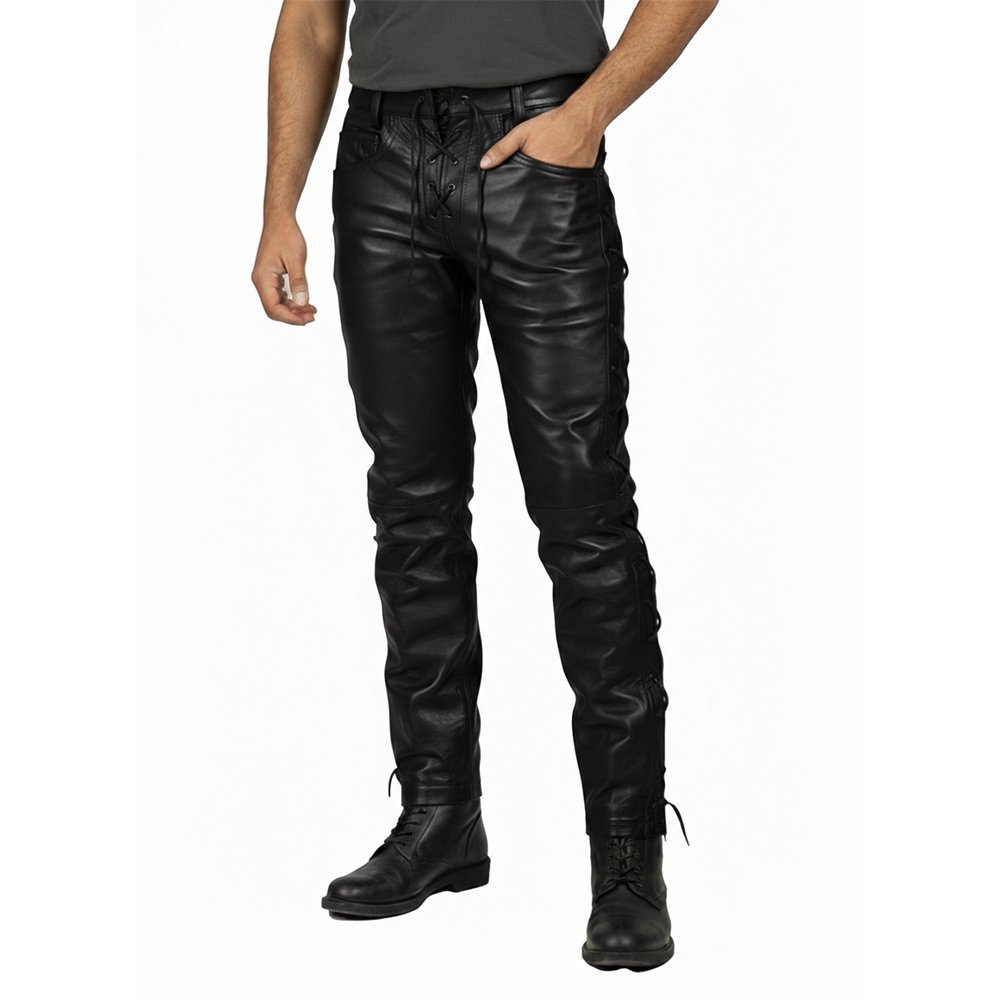 Black Leather Pants with Matching Side Laces 3