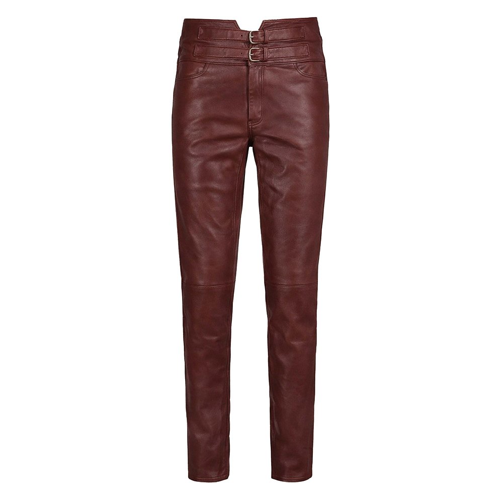 Burgundy Leather Pants Jim Morrison Style Front