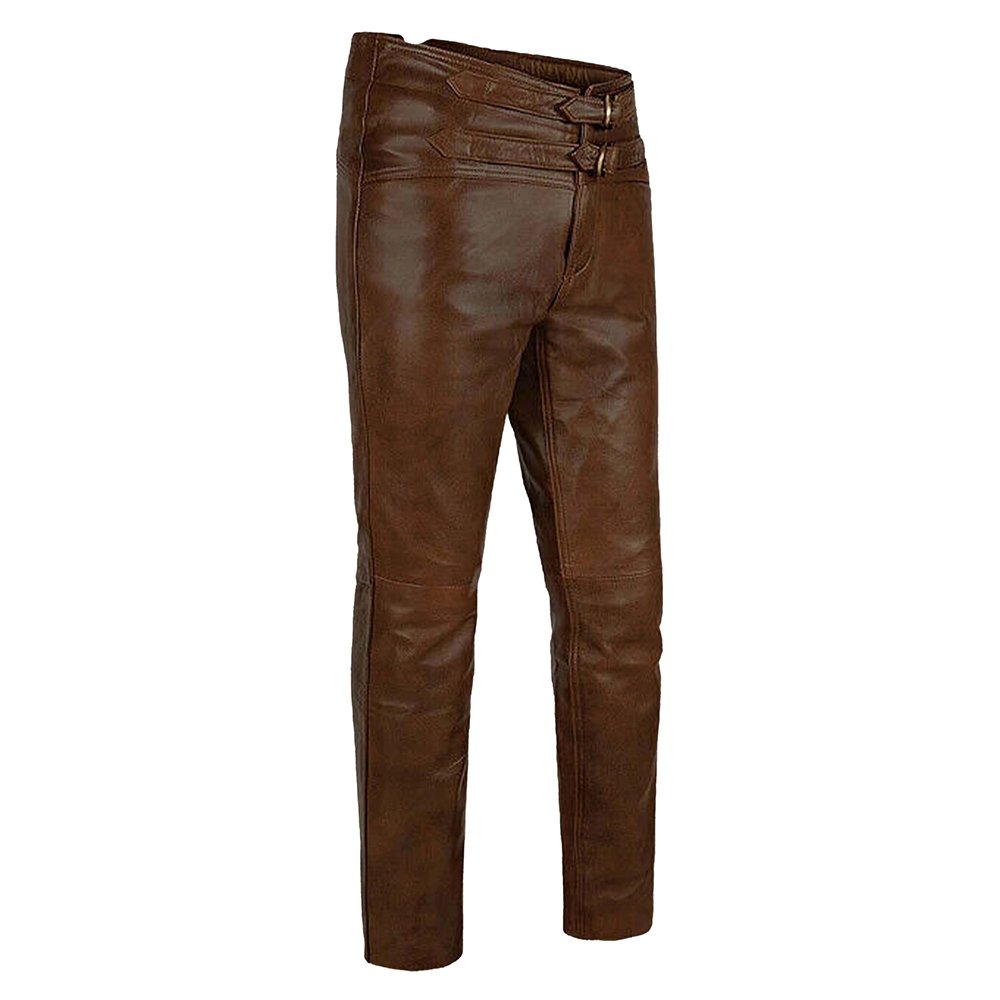 Choco Brown Leather Pants Jim Morrison Style Side