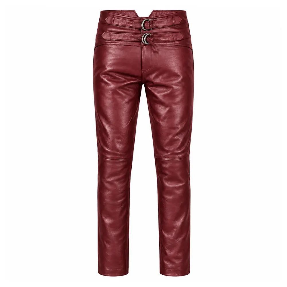 Burgundy Leather Pants Jim Morrison Style
