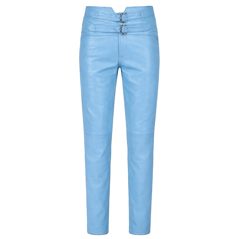 Light Blue Leather Pants Jim Morison Style Front