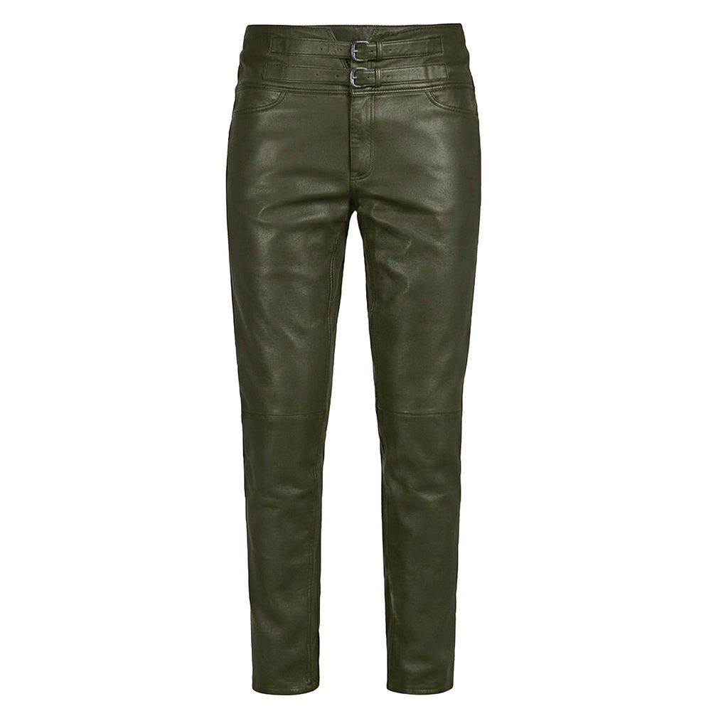 Olive Green Leather Pants Jim Morrison Style Front