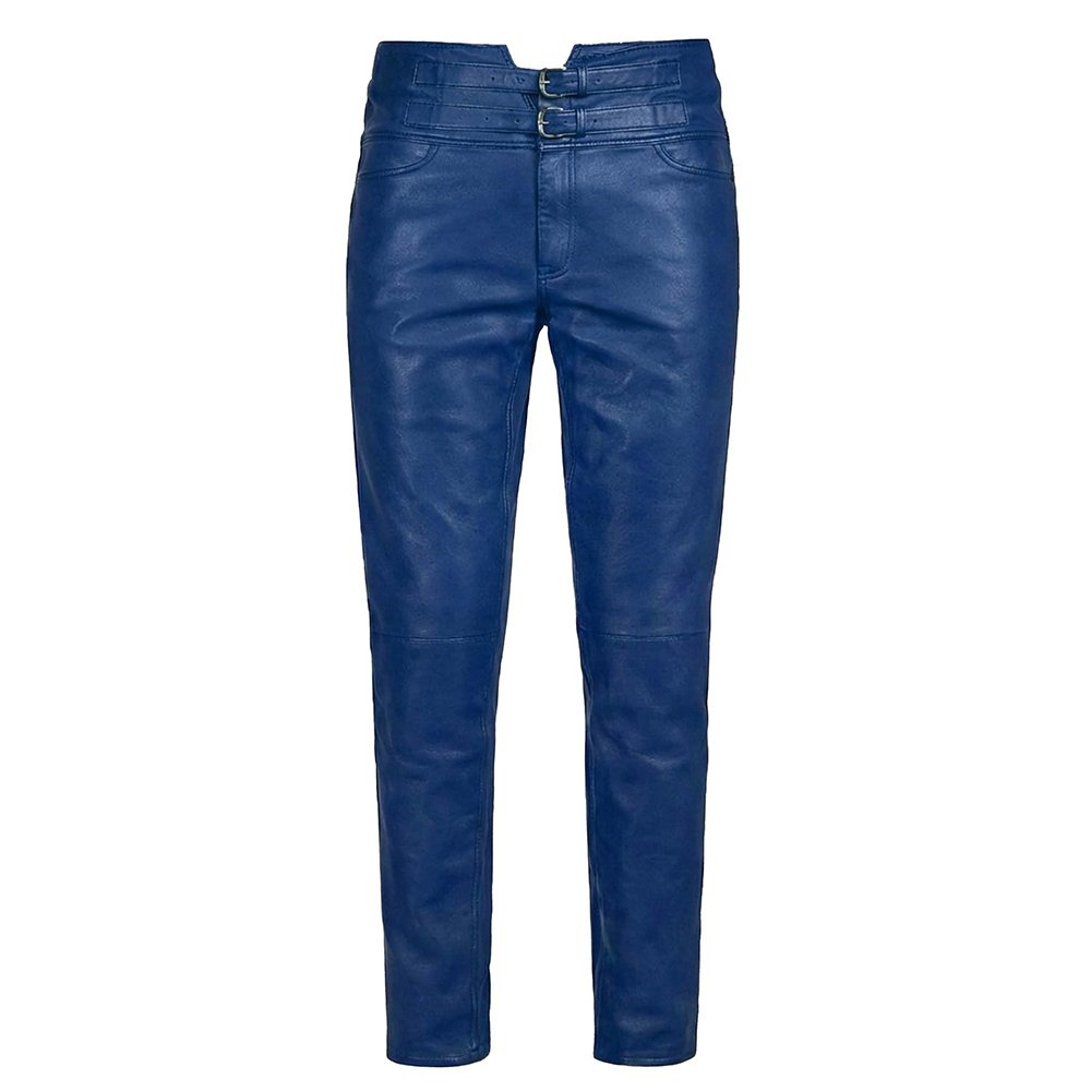 Royal Blue Leather Pants By Jim Morison Style Front