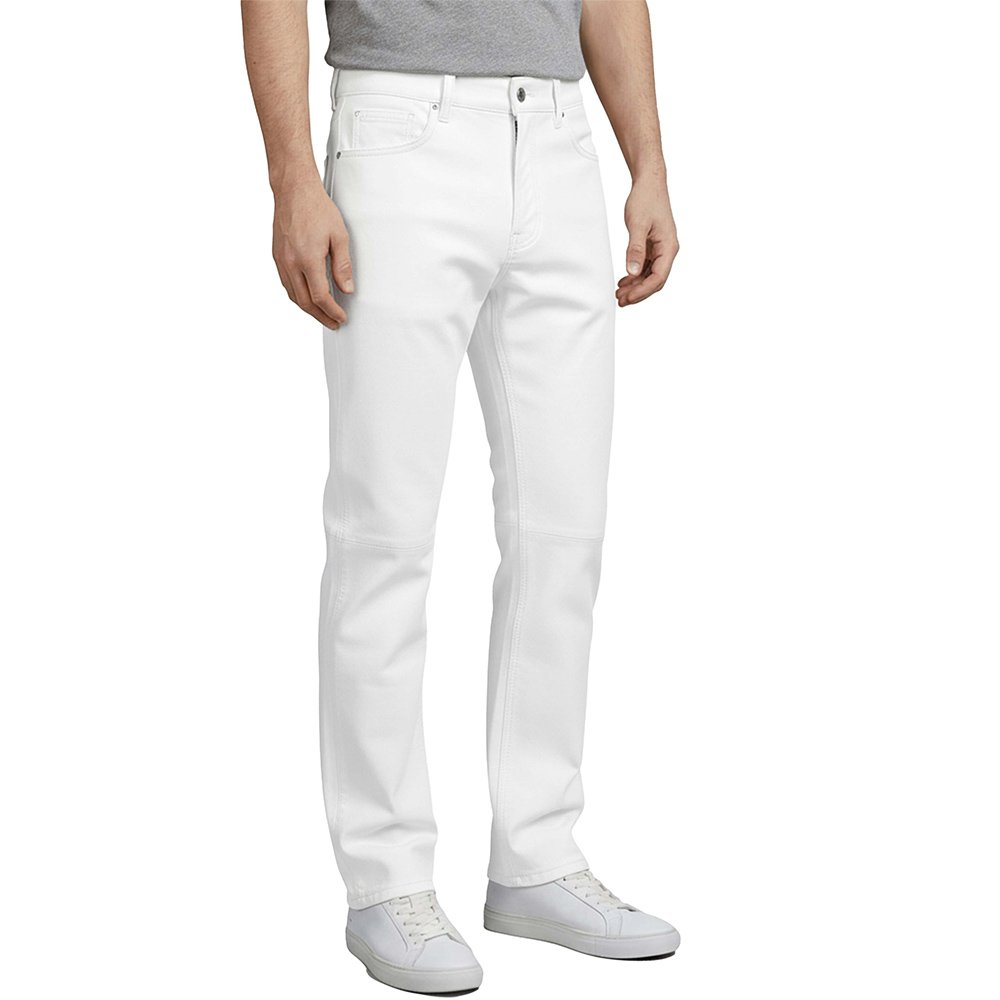 White Leather Pant Jeans Style side pose