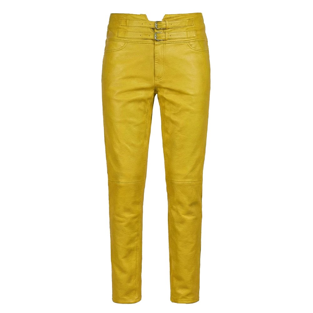 Yellow Leather Pants By JIm Morison Style Front