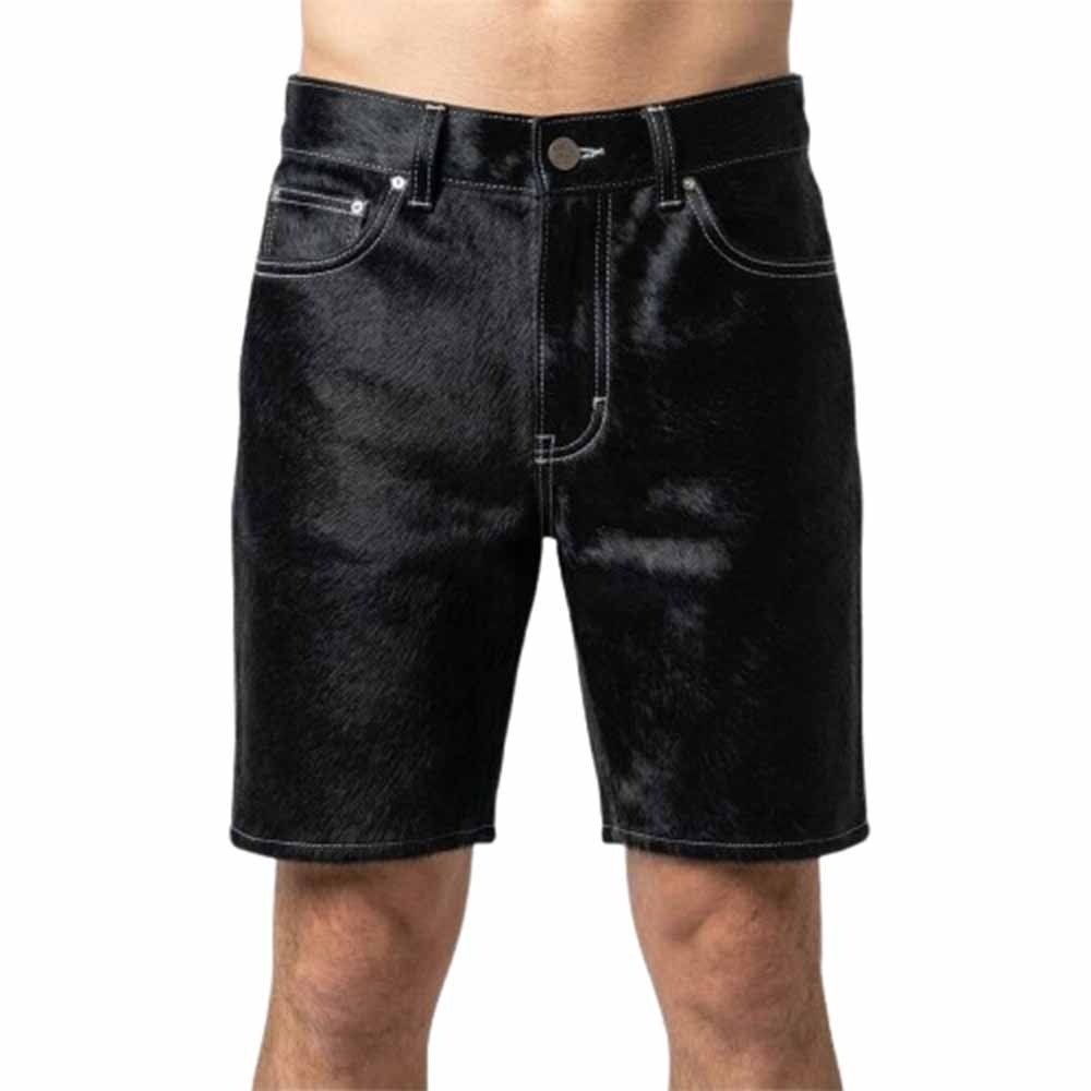Black Leather Cowhide Short 1