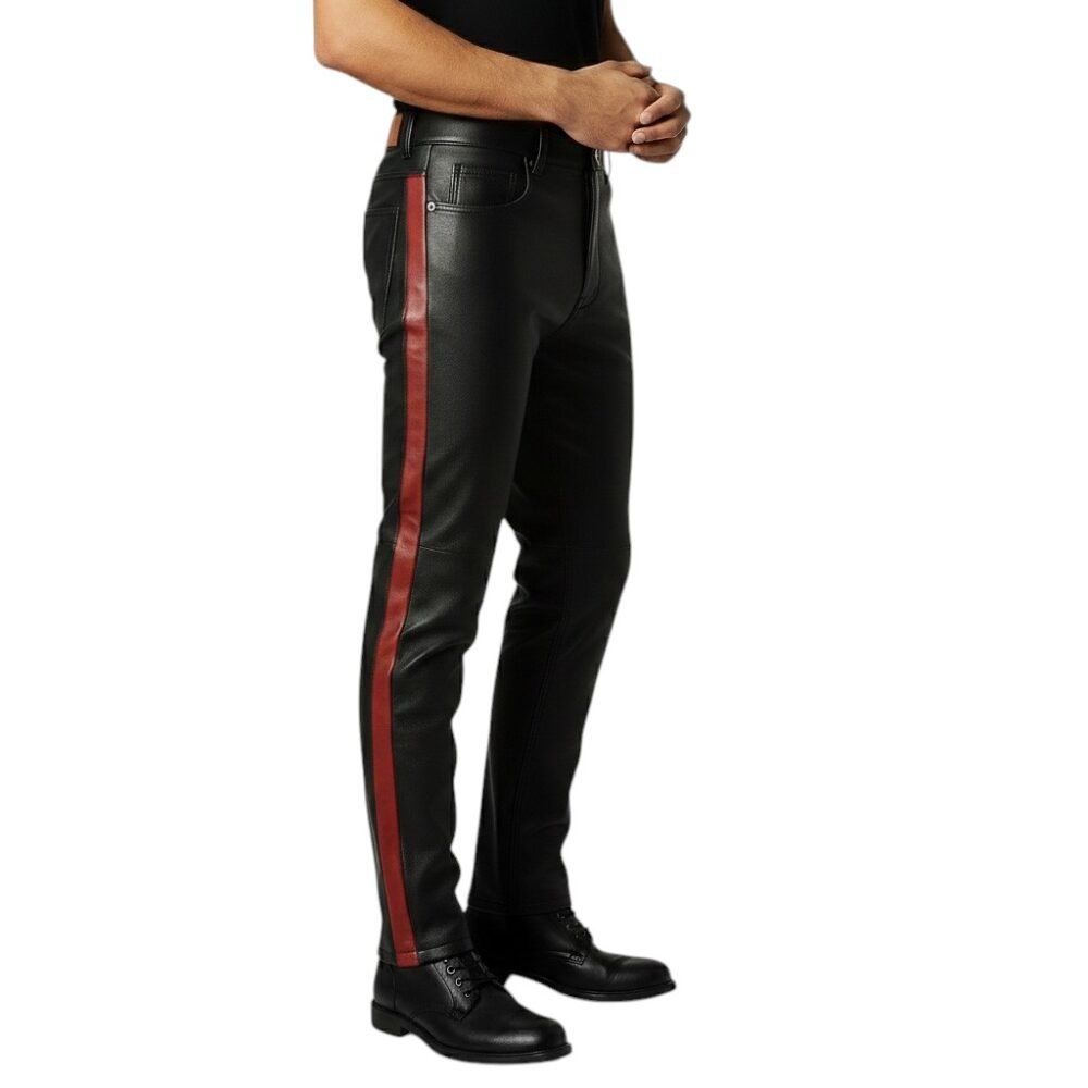Black Leather Pant with Red Side Strip (9)