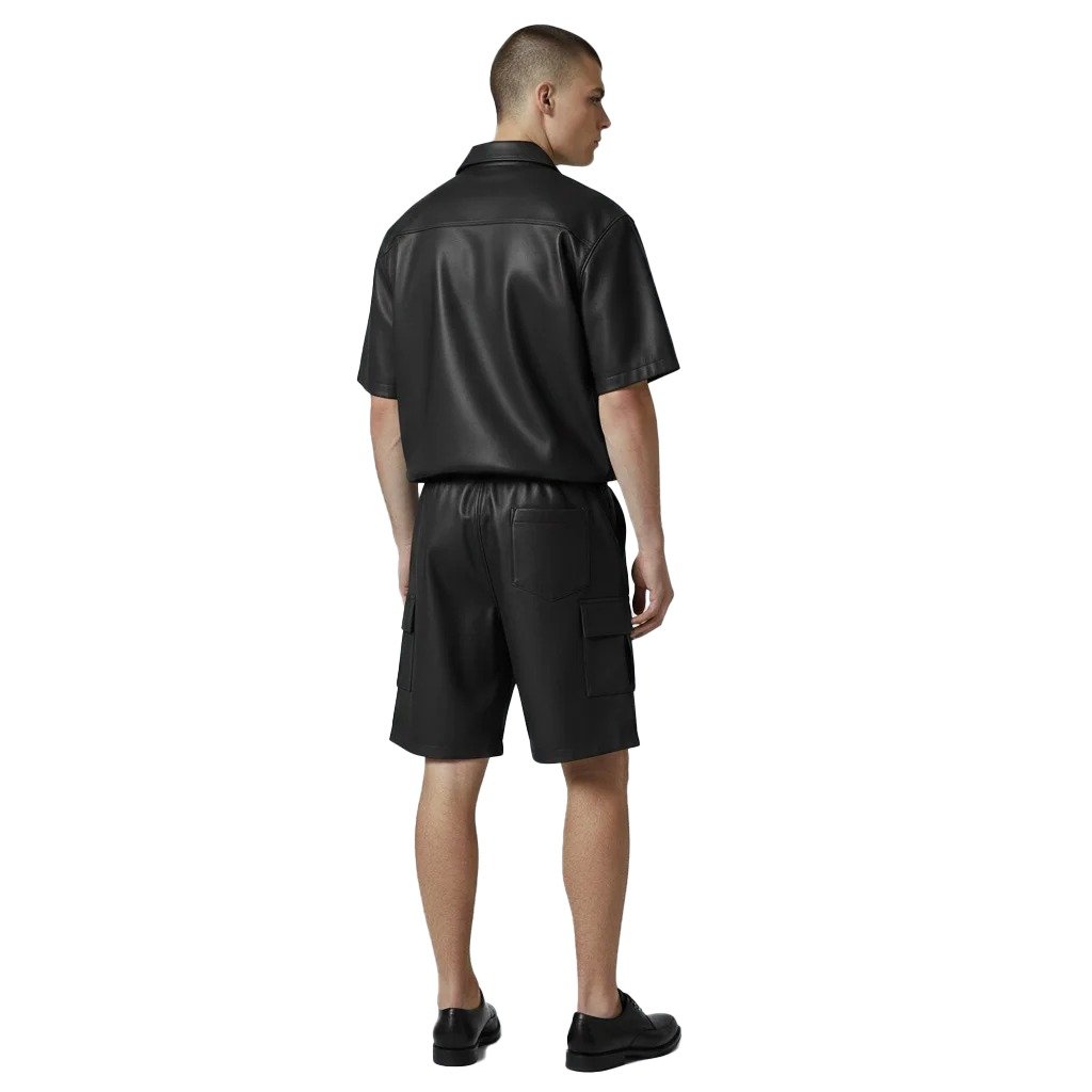 Black Leather Shirt and Shorts