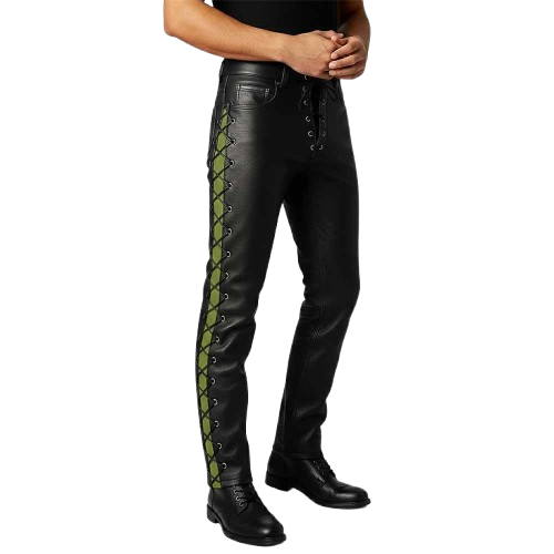 Black Leather and Olive Green Side Strap and Laces (1)