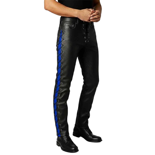 Black Leather and Royal Blue Side Strap and Laces (1)