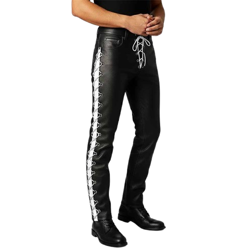 Black Leather and White Side Strap and Laces (4)