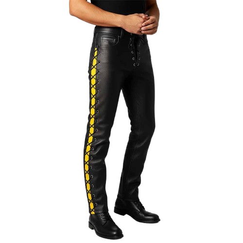 Black Leather and Yellow Side Strap and Laces (1)