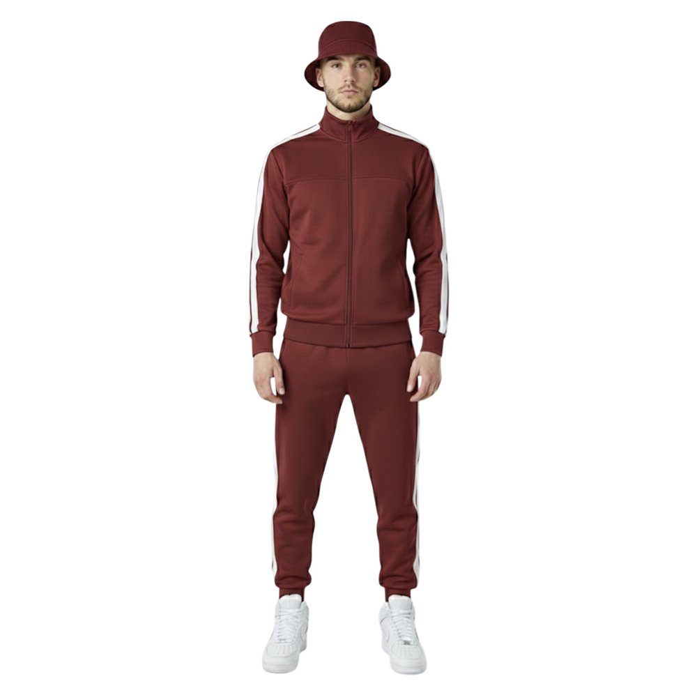 Burgandy Cap Track Suit Front Pose