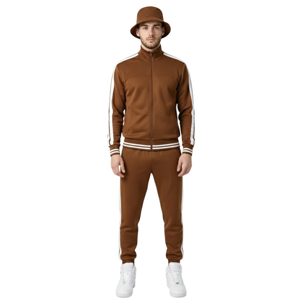 Choco Brown Cap Track Suit Front Pose
