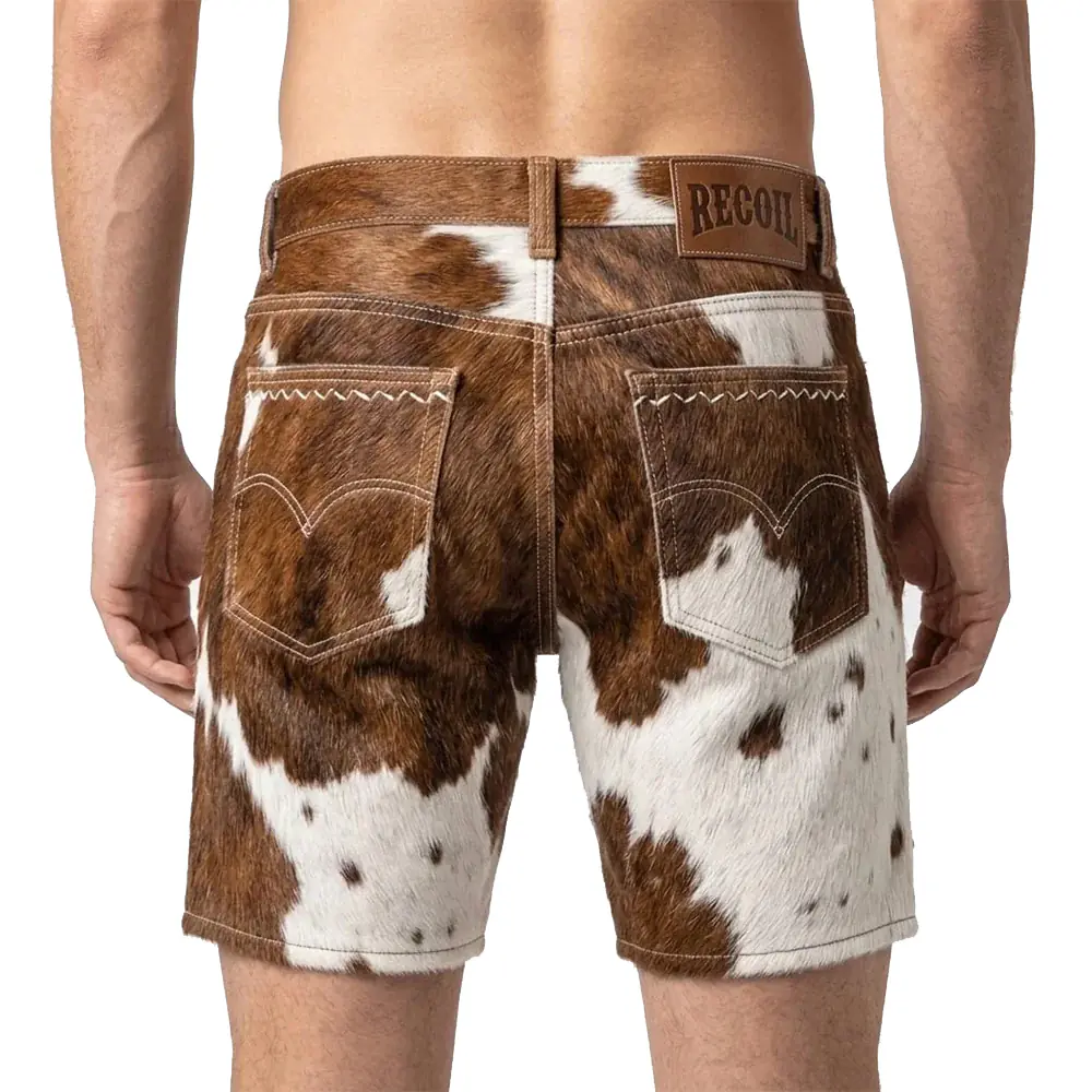 Golden-Cowhide-Fur-Shorts-Back-Pose