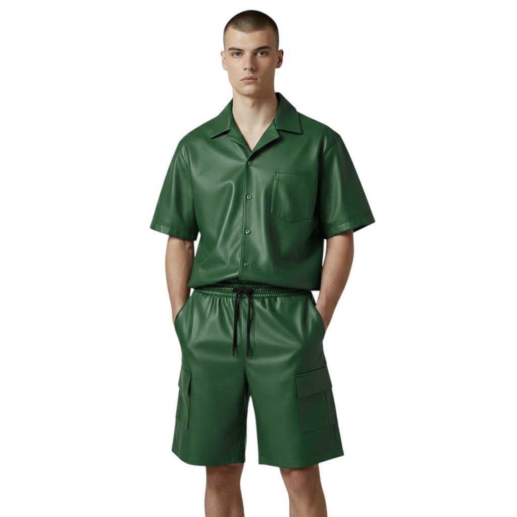 Green Leather Shorts and Shirts