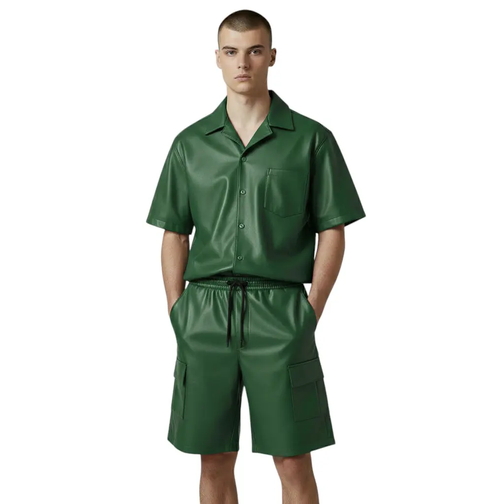 Green Leather Shorts and Shirts