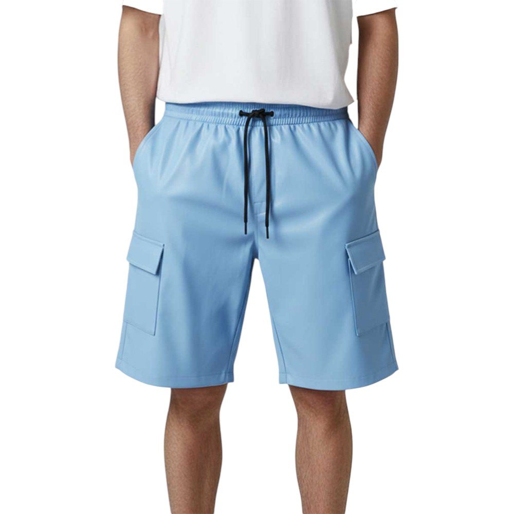 Light Blue Leather Shirts with Cargo Pockets (1)