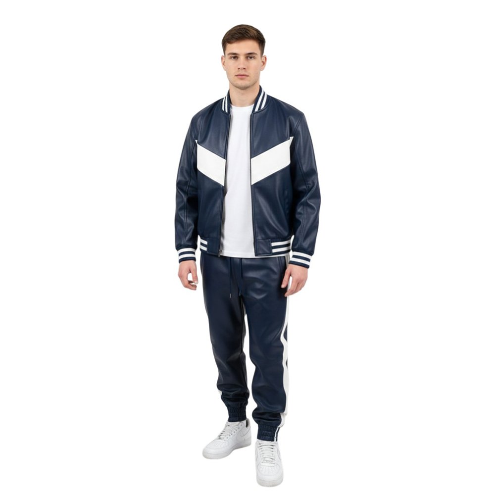 Royal Blue White Panel Design Track Suit Front Pose