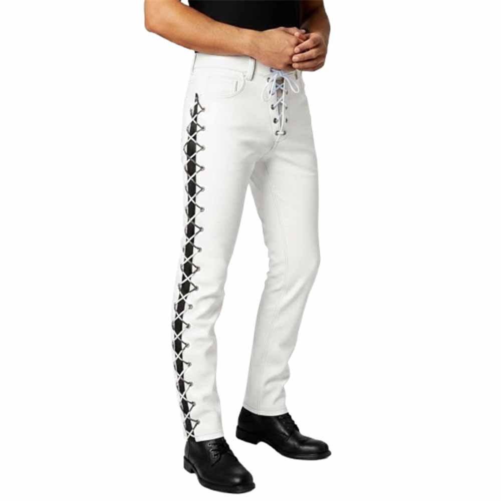 White Leather and Black Side Strap and Laces (2)