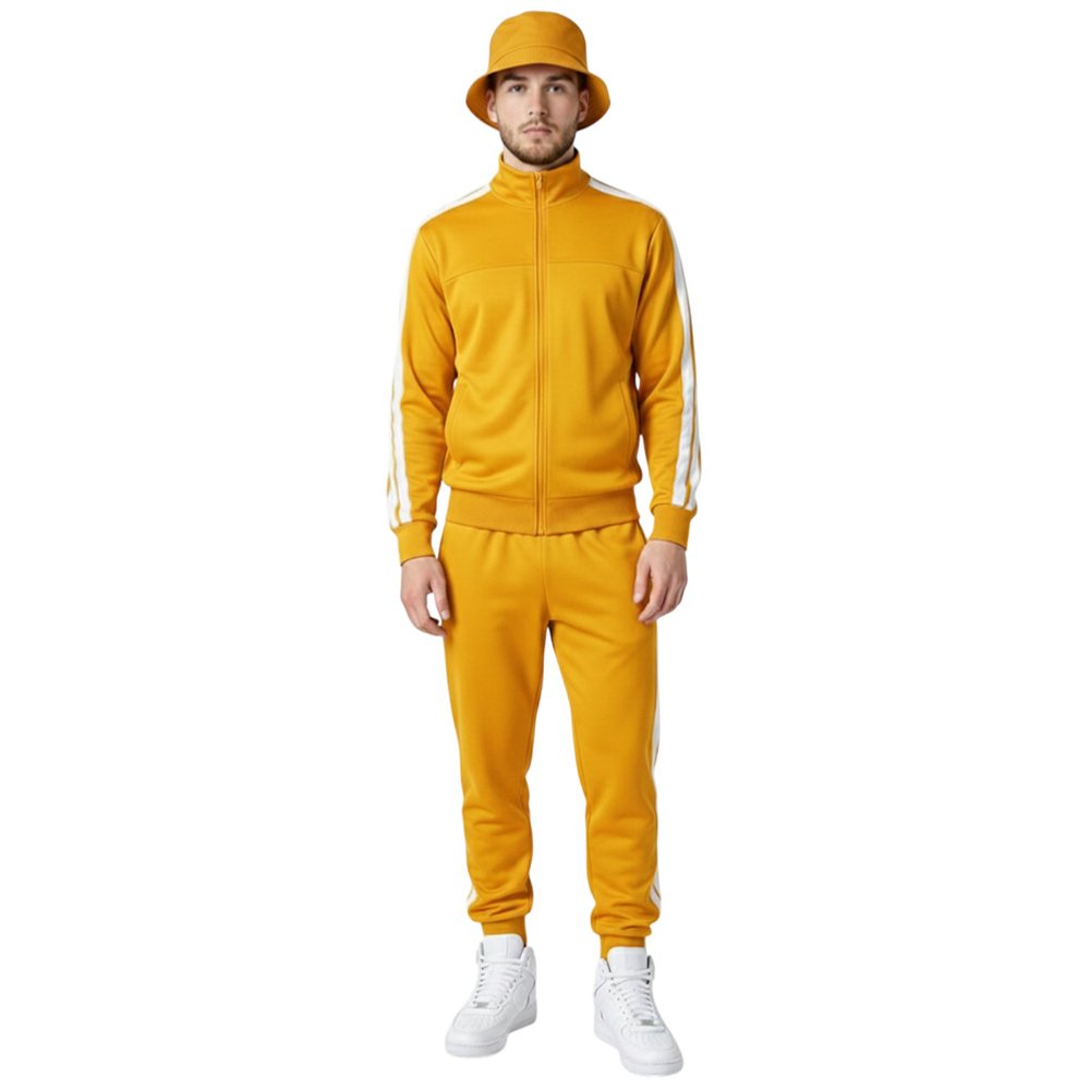 Yellow Cap Track Suit Front Pose