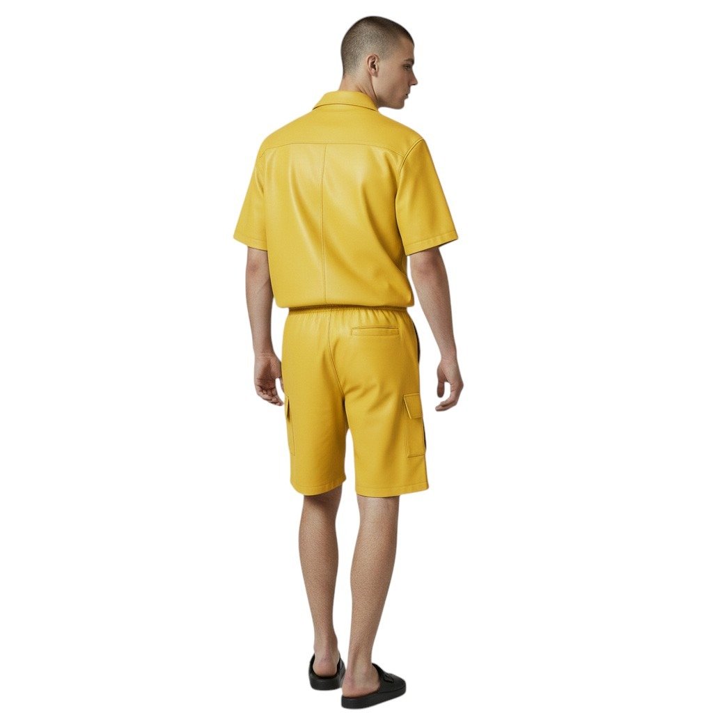 Yellow Leather Shirt and Shorts