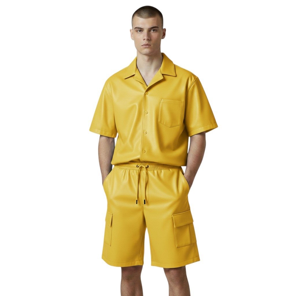 Yellow Leather Shirt and Shorts