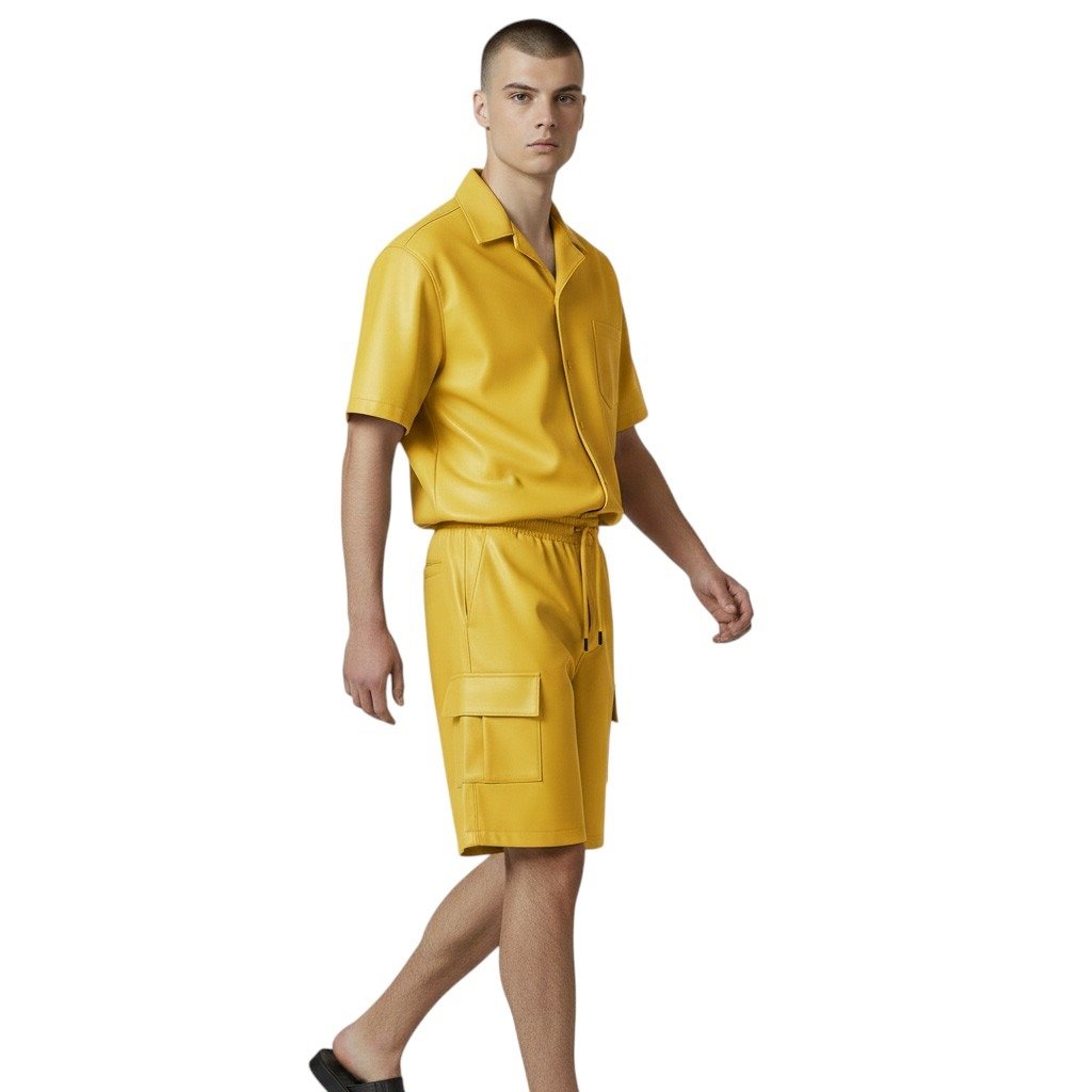 Yellow Leather Shirt and Shorts